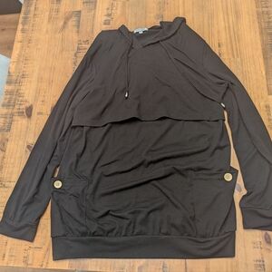 Breastfeeding Sweater With Pockets And Hoodie Black Size XL